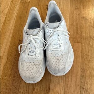 HOKA Clifton 9 White Athletic Running Shoes